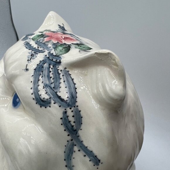 Vintage 1960's style Hand Painted Handcrafted Ceramic White Persian Cat Figurine - Picture 3 of 10
